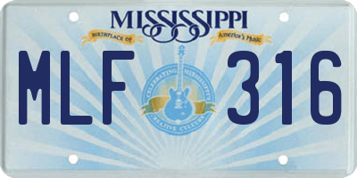 MS license plate MLF316