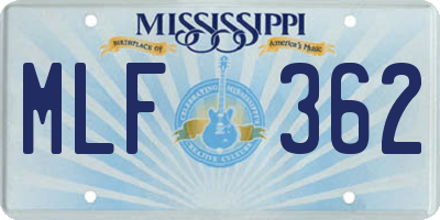 MS license plate MLF362
