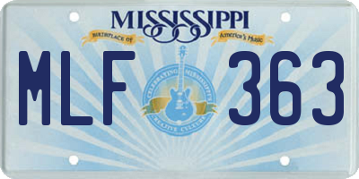 MS license plate MLF363