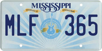 MS license plate MLF365