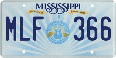 MS license plate MLF366