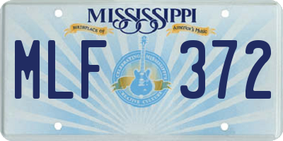 MS license plate MLF372