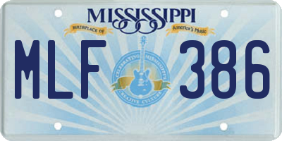MS license plate MLF386