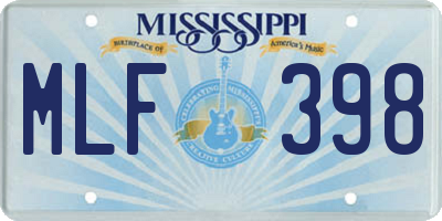 MS license plate MLF398