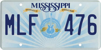 MS license plate MLF476