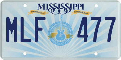 MS license plate MLF477