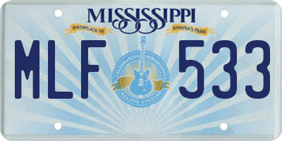 MS license plate MLF533