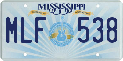 MS license plate MLF538