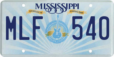 MS license plate MLF540
