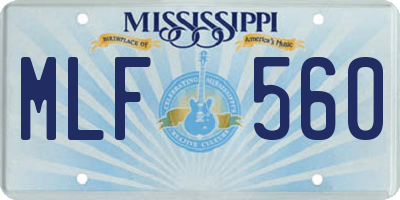 MS license plate MLF560