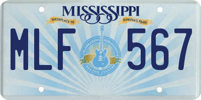 MS license plate MLF567