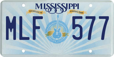 MS license plate MLF577