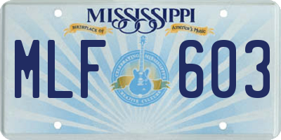 MS license plate MLF603