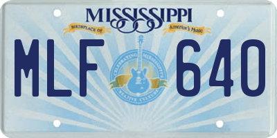MS license plate MLF640