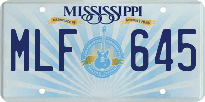 MS license plate MLF645