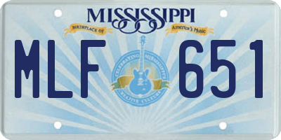 MS license plate MLF651