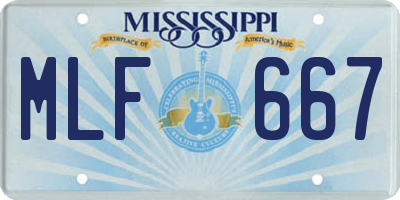 MS license plate MLF667