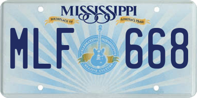MS license plate MLF668