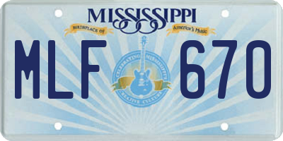 MS license plate MLF670