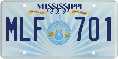 MS license plate MLF701