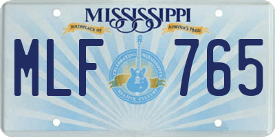 MS license plate MLF765