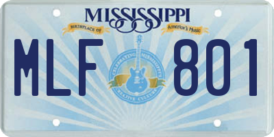 MS license plate MLF801