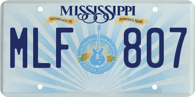 MS license plate MLF807