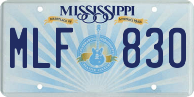 MS license plate MLF830