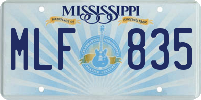 MS license plate MLF835