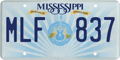 MS license plate MLF837