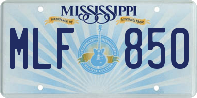 MS license plate MLF850
