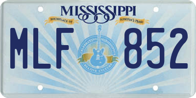 MS license plate MLF852