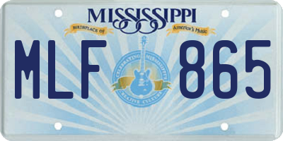MS license plate MLF865