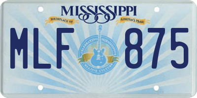 MS license plate MLF875