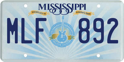 MS license plate MLF892