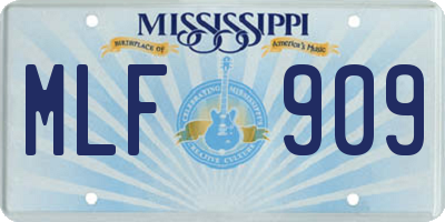 MS license plate MLF909