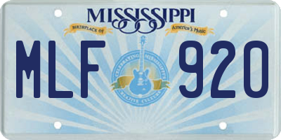 MS license plate MLF920