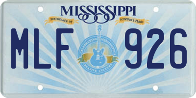 MS license plate MLF926