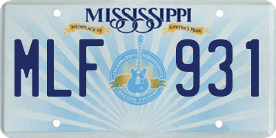 MS license plate MLF931