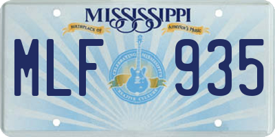 MS license plate MLF935