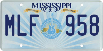 MS license plate MLF958