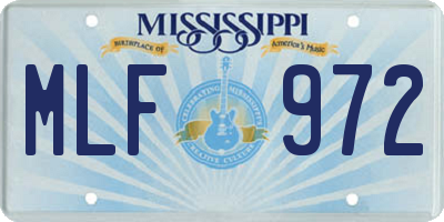 MS license plate MLF972