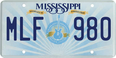 MS license plate MLF980