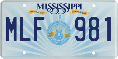 MS license plate MLF981