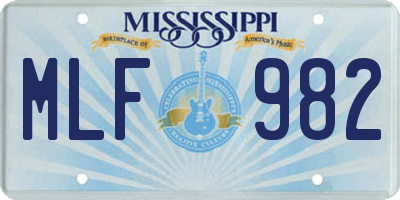 MS license plate MLF982