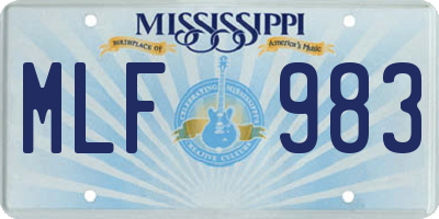 MS license plate MLF983