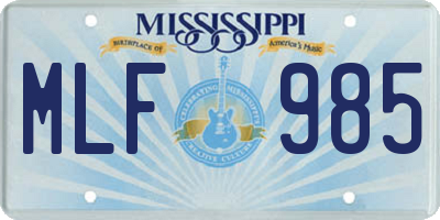 MS license plate MLF985