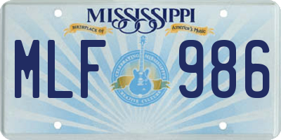 MS license plate MLF986