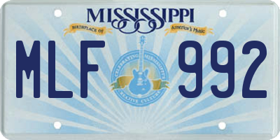 MS license plate MLF992