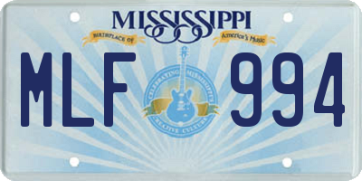 MS license plate MLF994